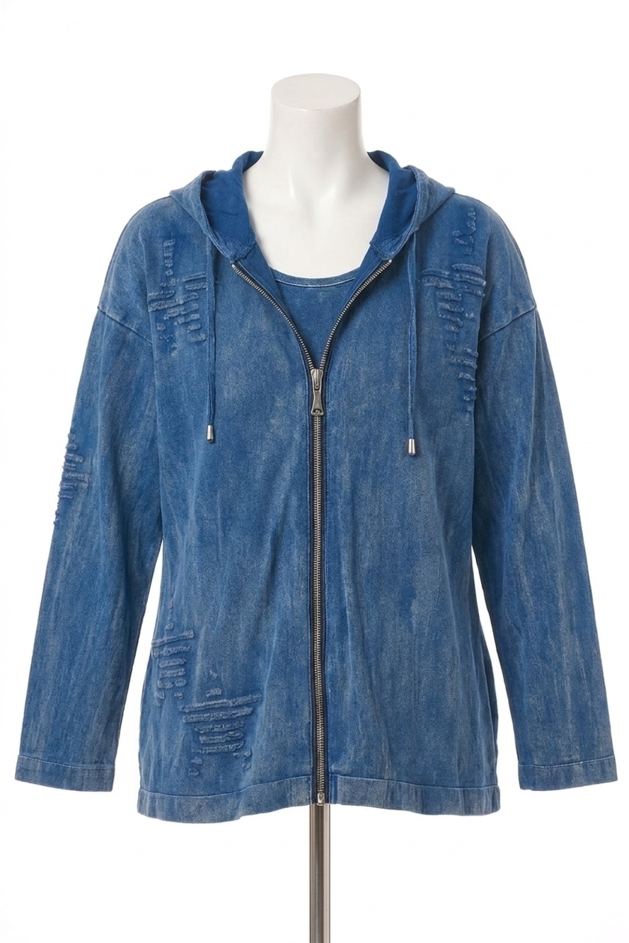 NEW ANGEL APPAREL star embossed hoodie in denim